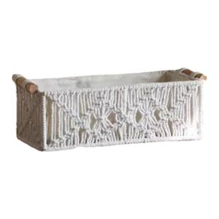 ins绳编缕空收纳篮摆件护肤品书桌收纳筐手提简约桌面玄关床头