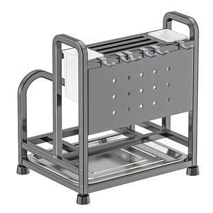 枪灰色厨房刀架砧板一体台面置物架多功能菜板菜刀筷子锅盖收纳架