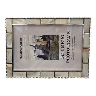 贝壳金属相框6/7/8/10寸精致横竖版情侣婚纱洗照片摆台高级感摆件