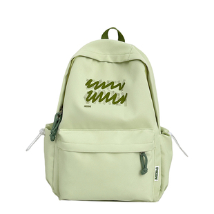 书包女双肩包ins风绿色初中女生高颜值大容量双肩高中生小众背包