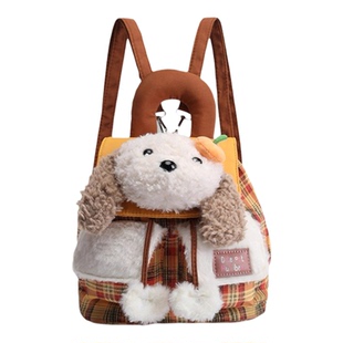 新款少女心可爱双肩包毛绒小狗背包女学生百搭通勤小书包生日礼物