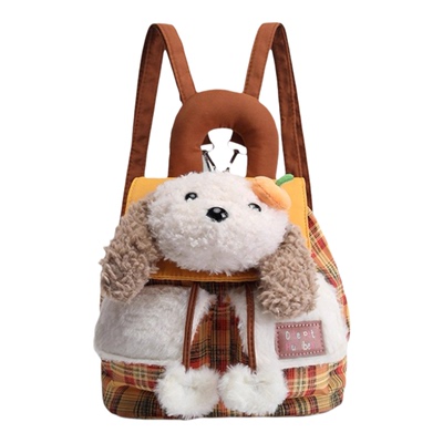 新款少女心可爱双肩包毛绒小狗背包女学生百搭通勤小书包生日礼物