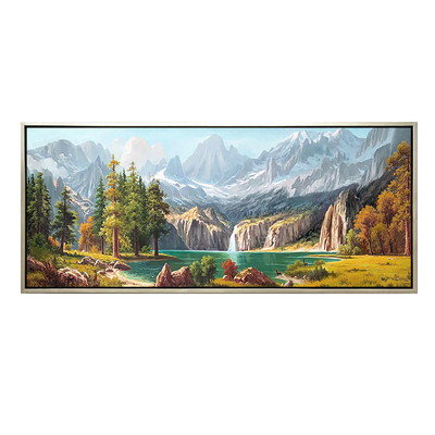 美式山水画客厅风景手绘油画横版