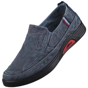 布鞋男款2025新款男鞋春秋一脚蹬懒人鞋防滑耐磨休闲老北京帆布鞋