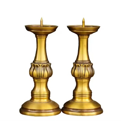 黄铜莲花烛台摆件中式蜡台莲花灯