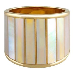 WEARRING 白贝母戒指条纹小众设计感镀金法式冷淡风ins时髦指环条