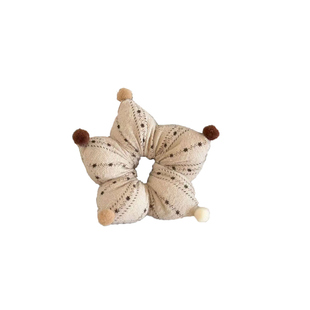 咖色碎花布艺海绵可爱花瓣儿童星星丸子头皮筋肠发圈宝宝发绳头绳