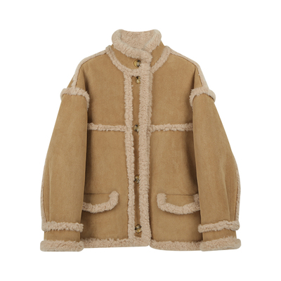 夏天家皮毛一体羊羔毛机车服外套