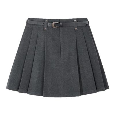 PIT复古学院风miu系格纹百褶半身裙女2025秋冬新款小个子a字短裙