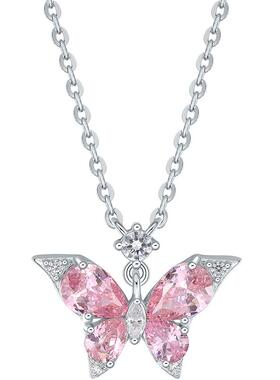 周六福S925银蝴蝶项链女