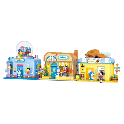 贝乐迪哆啦a梦积木街景拼装玩具