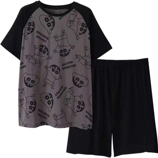 棉感男士短袖短裤夏季休闲睡衣薄款青少年中青年人家居服学生套装