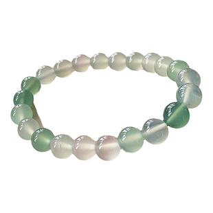 沛孚新品天然冰种葡萄石色玛瑙手串青梅煮酒晴水玉手链绿珠子包邮