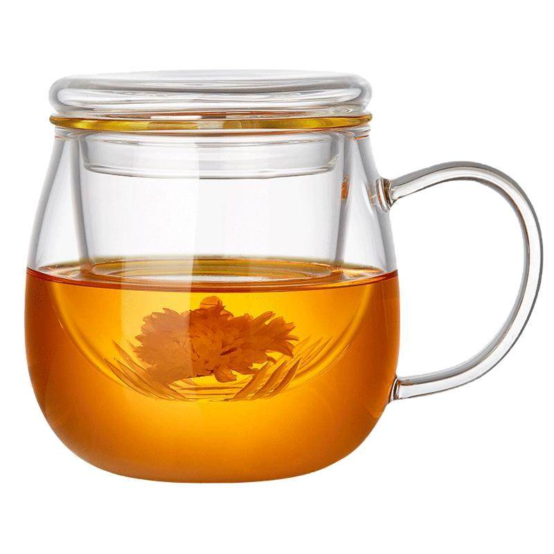 美斯尼玻璃杯茶水分离泡茶杯办公室男士水杯花茶杯女家用喝水杯子