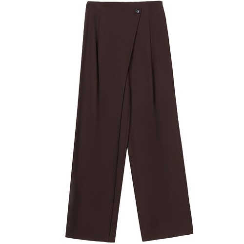 LANCY/朗姿2025冬新款高级感羊毛高腰阔腿西装裤女设计感通勤长裤