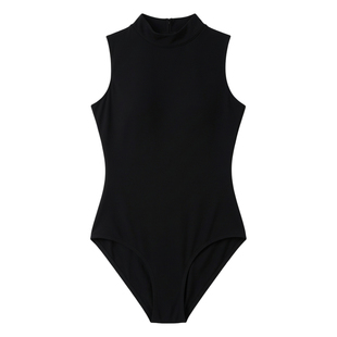 丹诗戈芭蕾舞练功服无袖体操服舞蹈形体气质立领基训服带暗扣女生