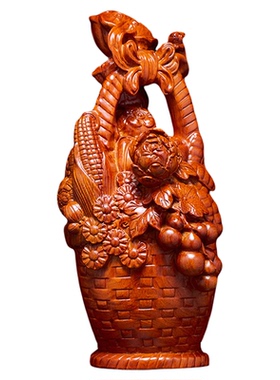 花梨木中式打磨精致花篮