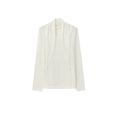 BALIANG捌梁〔穗禾〕桑蚕丝羊毛领巾两面穿打底衫长袖短袖上衣T恤