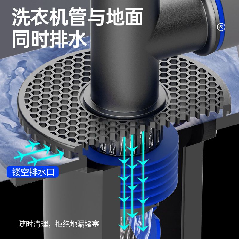 下水管三头通洗衣机二合一口地漏对接器防臭专用接头盖排水管道流