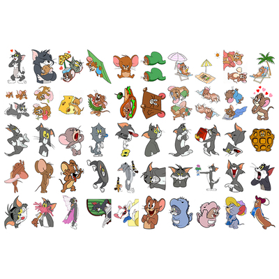 卡通迷你可爱猫和老鼠合集纹身贴