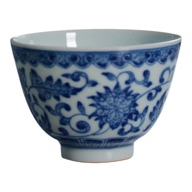 缠枝莲手绘品茗杯景德镇陶瓷