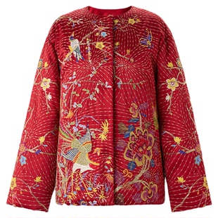 宫小妍【昭仪·百鸟朝凤】定位裁片新中式重工加棉短外套5110702