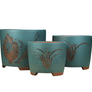 大号直筒紫砂兰花盆特价清仓多肉文竹绿植花卉圆柱桶盆陶瓷盆景盆