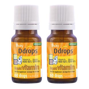 Ddrops滴卓思婴幼儿AD滴剂维生素d3宝宝补钙vd3婴儿ad400IU*2