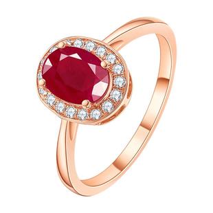 ILCO尤珂「玫瑰佳人」18K金天然红宝石戒指钻石复古玫瑰金钻戒女