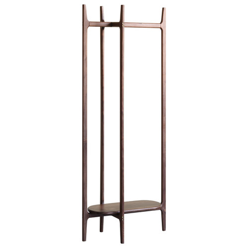 黑胡桃之家/北美黑胡桃木落地衣帽架转角卧室挂衣架小户型玄关架