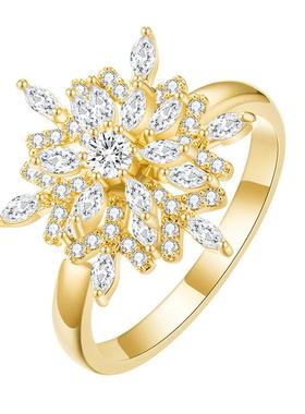 EAUFLORA雪花开口金银色戒指轻奢高级小众设计感女款闺蜜圣诞礼物