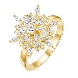 EAUFLORA雪花开口金银色戒指轻奢高级小众设计感女款闺蜜生日礼物