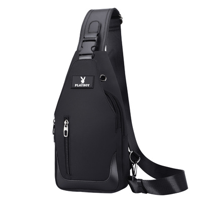 花花公子男士单肩包帆布