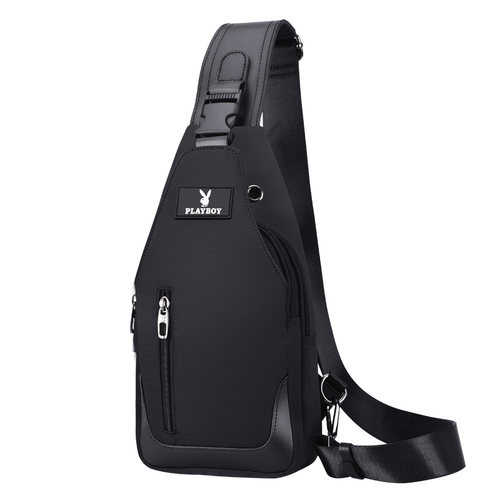 花花公子男士包包单肩包斜挎包潮牌帆布胸包男包大容量夏季小背包