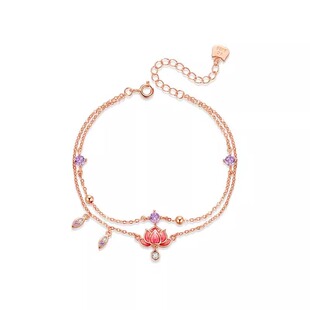 莲花银脚链女新款高级感足链性感脚踝链古风双层不掉色成人腿链