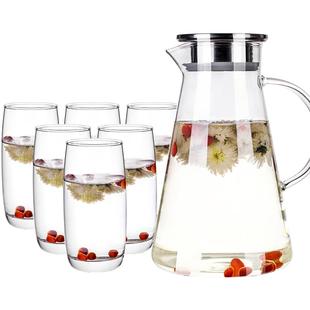 冷水壶玻璃家用果汁壶大容量耐热防爆耐高温凉水杯茶壶凉水壶套装