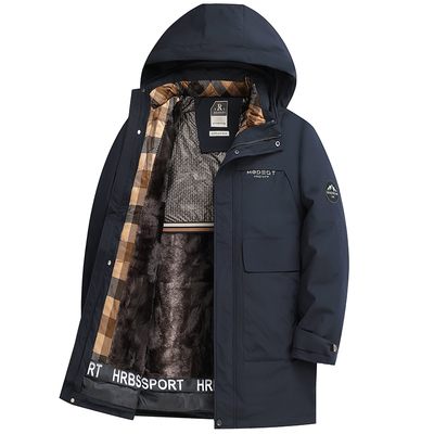 罗蒙爸爸冬装棉衣外套中年男士加绒加厚保暖内胆可拆卸中长款棉服