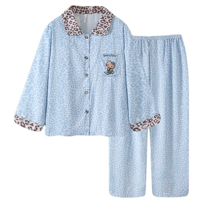 豹纹hellokitty睡衣女春秋家居服