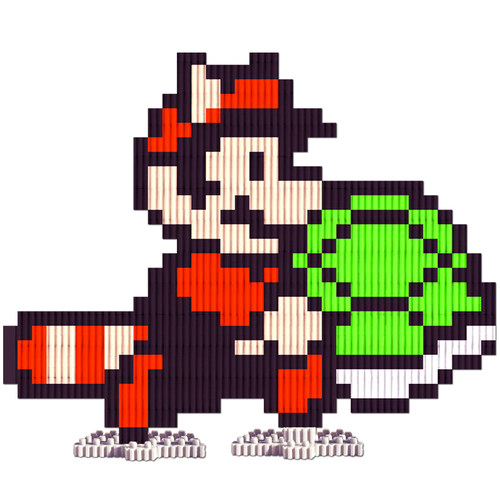 超级玛丽马里奥3像素手办积木玩具桌面创意摆件路易吉桃花公主