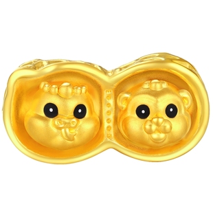 潮宏基六合生肖黄金串珠足金转运珠5D硬金珐琅本命年蛇可转动X6