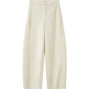 播商场同款白色休闲裤女秋冬新款宽松通勤阔腿长裤BDS4KD3510