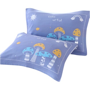 中号三层纱布棉枕巾45x65儿童卡通单人细纱幼儿园枕头巾一对装