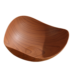 仿木质中古风水果盘客厅家用干果零食摆放盘网红新款茶几糖果盘