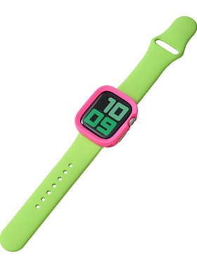适用s10/S11苹果apple绿色系手表带ultra/s9硅胶iwatch壳7/8代se2