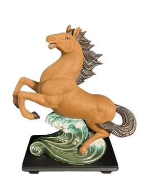 石湾公仔陶瓷生肖马摆件前程似锦家居玄关办公室装饰马年高端送礼