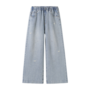 女童裤子春装2026新款女大童装牛仔裤春季初高中生青少年女孩长裤