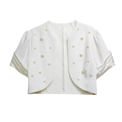 飞闻法式短款夏季钉珠修身小坎肩