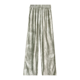 亚麻裤子女夏高端苎麻扎染水墨画天丝复古直筒窄版冰丝棉麻阔腿裤