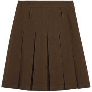 omont蛋挞家 复古高腰百褶裙秋冬新正反两穿中长显瘦a字裙子