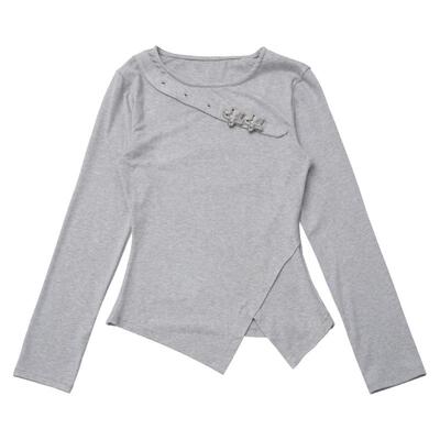 pinksavior【星旅手记】设计感收腰下摆开衩三色柔软内搭长袖